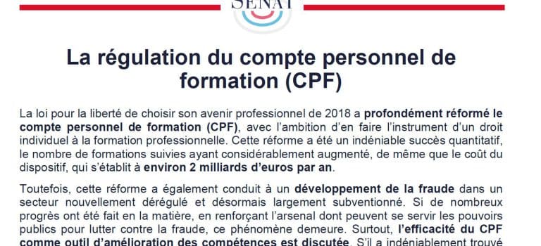 CPF : le Sénat veut désormais réguler l’offre de formation
